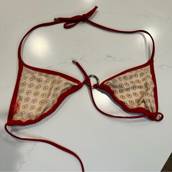 Anthropologie Red Carter String Bikini with Goldtone + Rhinestone Embellishments - Picture 2 of 9